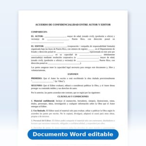 Acuerdo de confidencialidad entre el autor y el editor