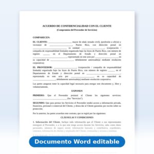 Acuerdo de confidencialidad para el cliente