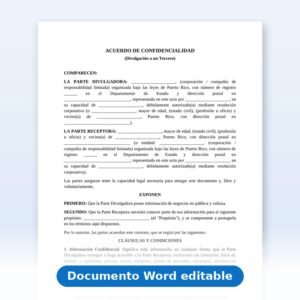 Acuerdo de confidencialidad para un tercero