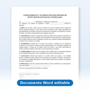 Acuerdo de consentimiento para prueba de drogas