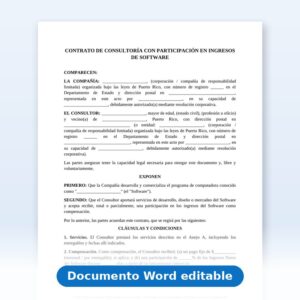 Acuerdo de consultoría con participación en las ganancias provenientes del software