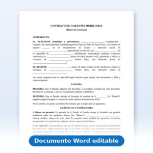 Acuerdo de garantía que abarca los bienes del consumidor