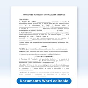 Acuerdo de patrocinio compartido en sitios web