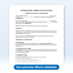 Contrato de Corretaje Exclusivo con el Comprador (Representación del Comprador)