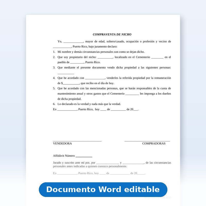 Declaración Jurada - Compraventa de Nicho en Cementerio