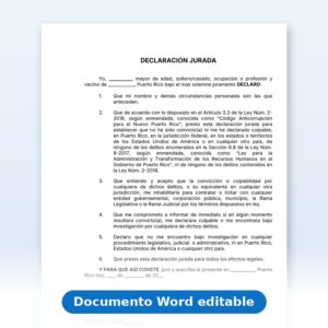 Declaración Jurada - No Convicción por Delitos - Código Anticorrupción (Ley 2-2018)