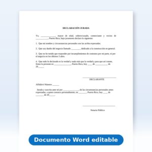 Declaración Jurada - No Ha Incumplido Contratos