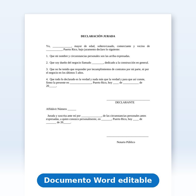 Declaración Jurada - No Ha Incumplido Contratos