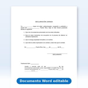 Declaración Jurada - No Posee Bienes Inmuebles