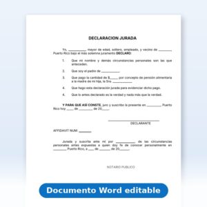 Declaración Jurada - Paga Pensión Alimentaria