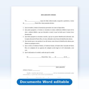 Declaración Jurada - Pasaporte en Malas Condiciones
