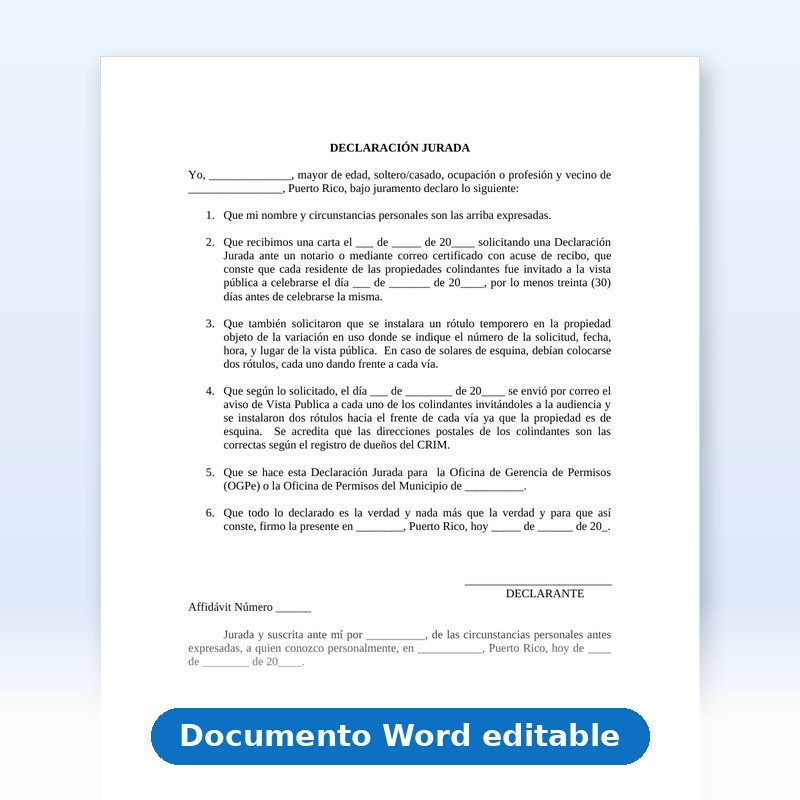 Declaración Jurada - Permiso de Uso - Notificación a Colindantes