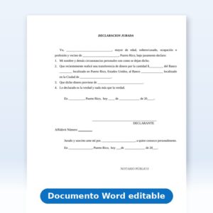 Declaración Jurada - Procedencia de Dinero (Transferencia Bancaria)