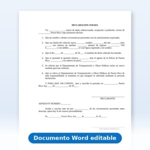Declaración Jurada - Vehículo - Marbete Hurtado