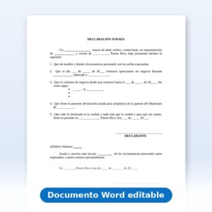 Declaración Jurada - Volumen de Negocio para Patente Municipal
