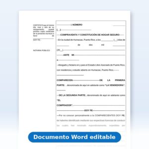Escritura de Compraventa con Constitución de Hogar Seguro