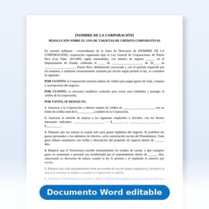 Resolución Corporativa para el uso de tarjetas de crédito corporativas
