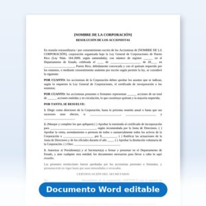 Resolución de los accionistas