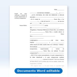 Acta Notarial de Cese de Derecho a Hogar Seguro