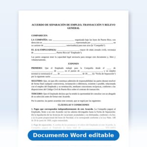 Acuerdo de Separación de Empleo y Relevo General