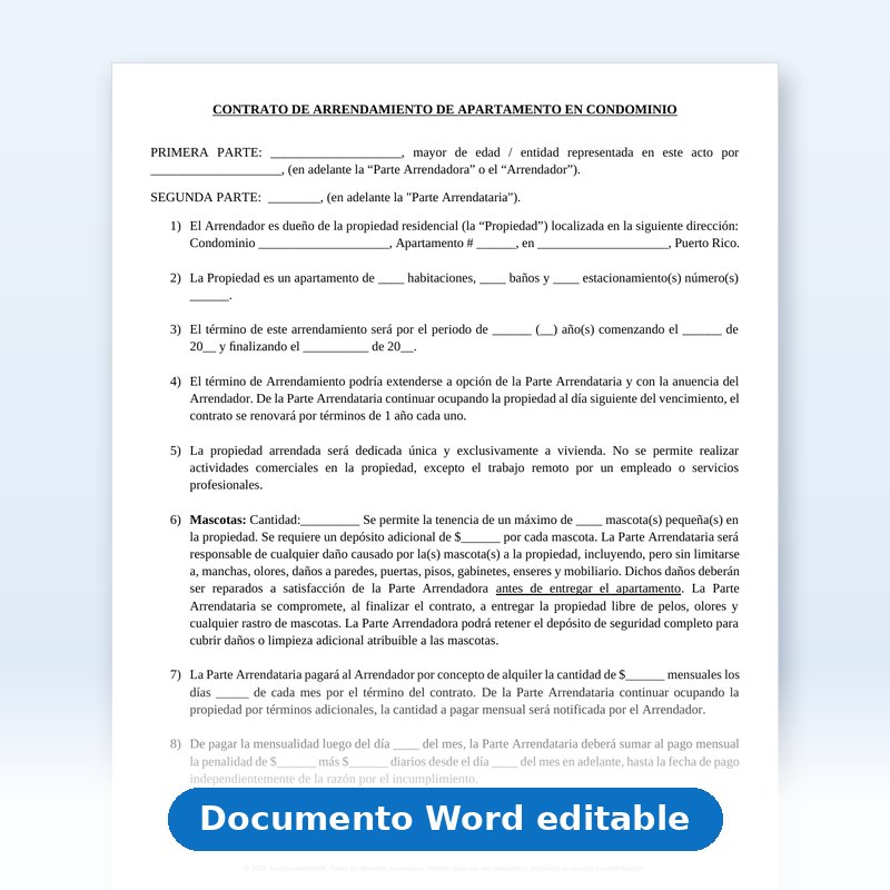 Contrato de Arrendamiento de Apartamento en Condominio
