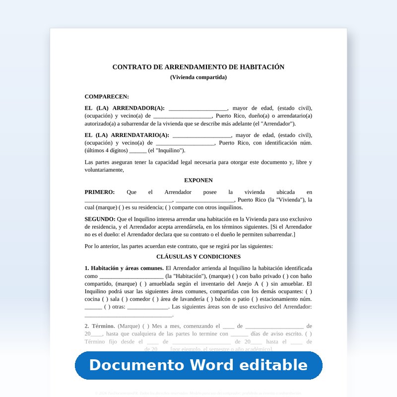 Contrato de Arrendamiento de Habitación