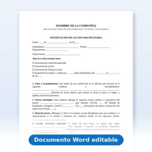 Carta de Amonestación (Acción Disciplinaria)