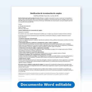Carta de Despido Justificado según Ley 80