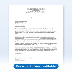 Carta de Despido en Período Probatorio