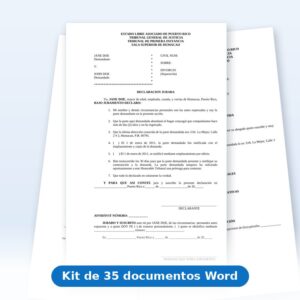 Kit de Documentos de Divorcio - vista de los documentos