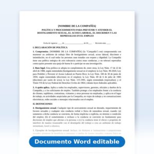 Política contra el Hostigamiento Sexual y el Acoso Laboral